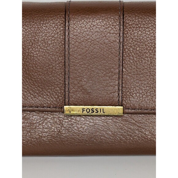 Fossil Brown Leather Farrah FLP Wallet Clutch RFID - Picture 2 of 10